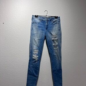 Stylish Blue Distressed Women's Jeans